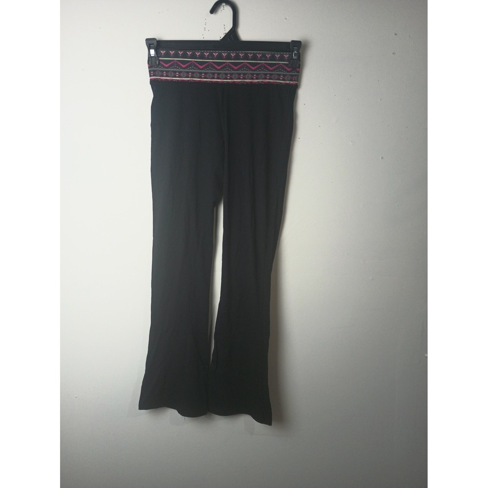 Rue21‎ Vintage Y2K Black Flare Yoga Pants Tribal Print Waistband Small